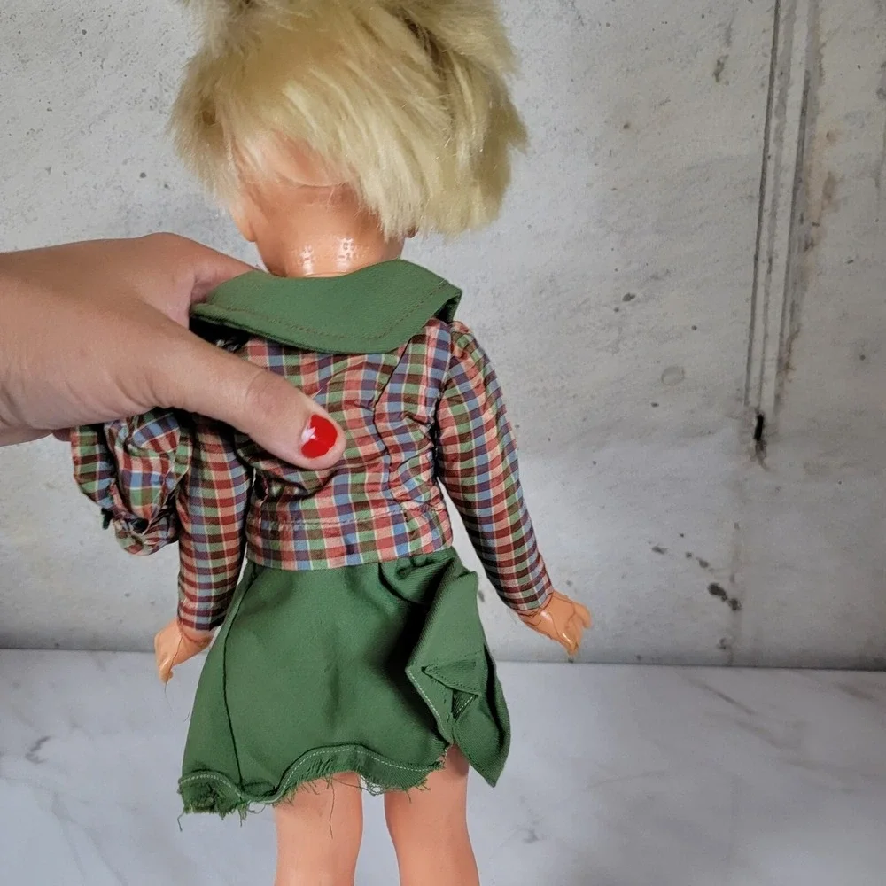 Vintage Ideal Velvet  Doll‎ PLAID HAT Skirt Dress Sears? Aftermarket Homemade?